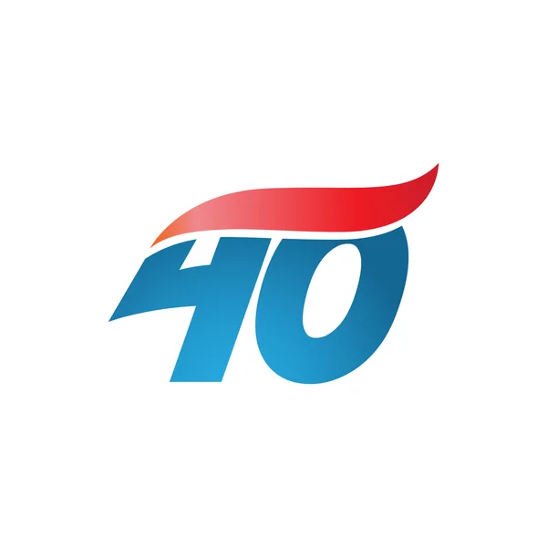Szám 40 swoosh design sablon logo kék-piros — Stock Vector