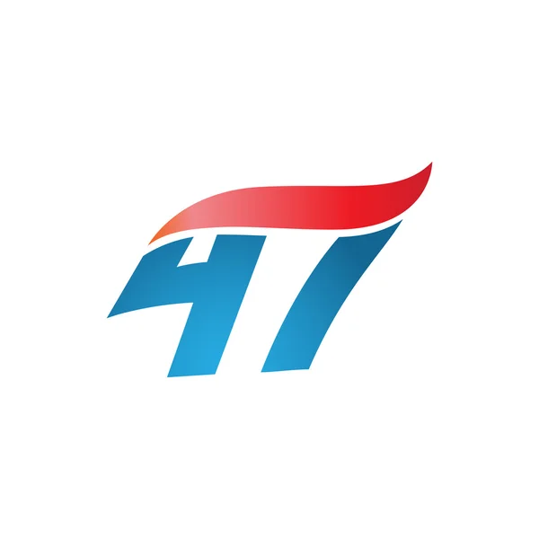 Número 47 plantilla de diseño swoosh logo azul rojo — Vector de stock
