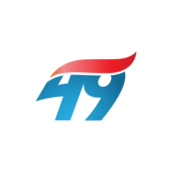 Sayı 49 swoosh tasarım şablonu logo mavi kırmızı — Stok Vektör