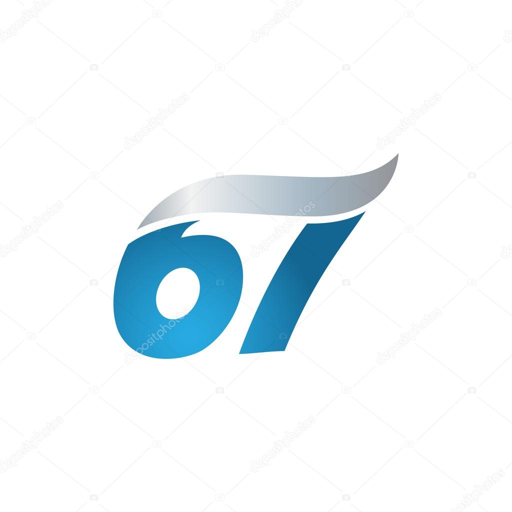 Number 67 swoosh design template logo blue gray — Stock Vector ...