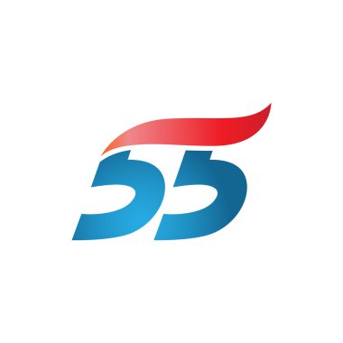 Sayı 55 swoosh tasarım şablonu logo mavi kırmızı