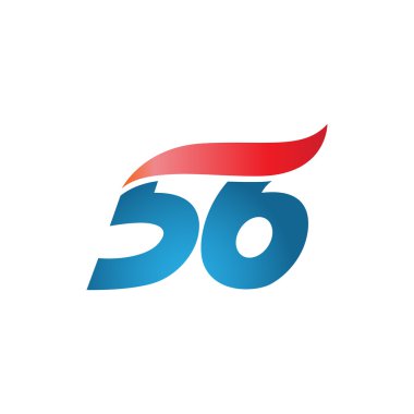 56 numara swoosh tasarım şablonu logo mavi kırmızı