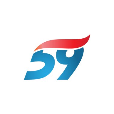 sayı 59 swoosh tasarım şablonu logo mavi kırmızı