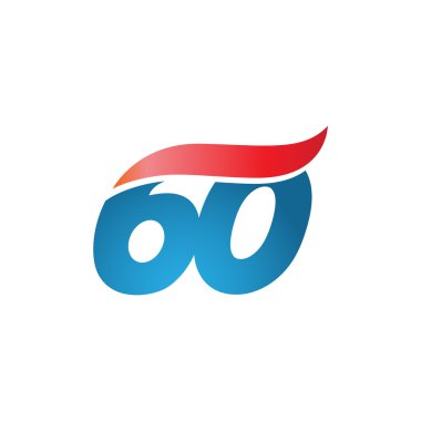 sayı 60 swoosh tasarım şablonu logo mavi kırmızı