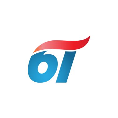 sayı 61 swoosh tasarım şablonu logo mavi kırmızı