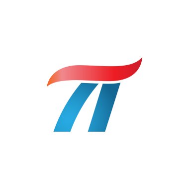 sayı 71 swoosh tasarım şablonu logo mavi kırmızı