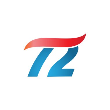 72 numaralı swoosh tasarım şablonu logo mavi kırmızı