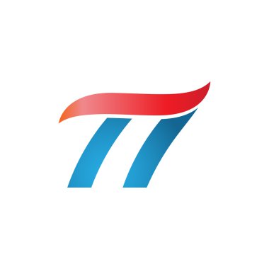 77 numara swoosh tasarım şablonu logo mavi kırmızı
