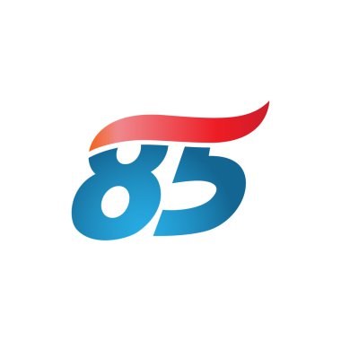 sayı 85 swoosh tasarım şablonu logo mavi kırmızı