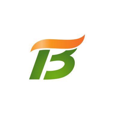 13 numara swoosh dalga tasarım şablonu logo turuncu yeşil