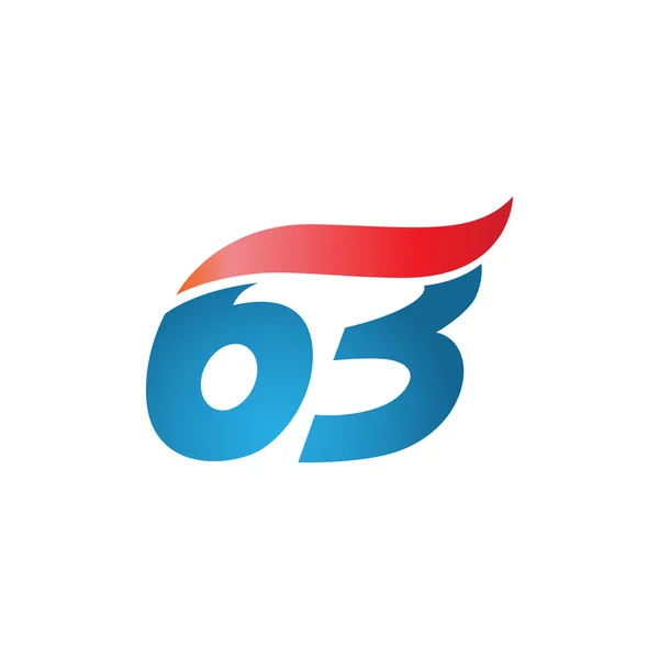 Sayı 63 swoosh tasarım şablonu logo mavi kırmızı — Stok Vektör