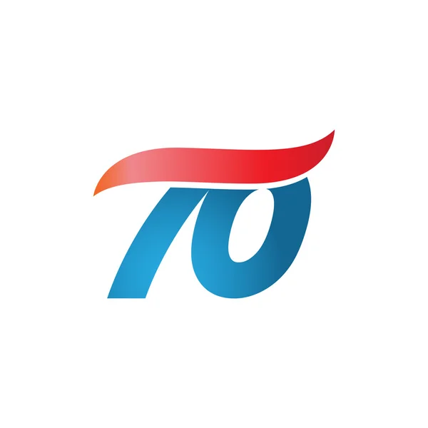 Numer 70 swoosh projekt szablon logo niebieski czerwony — Wektor stockowy