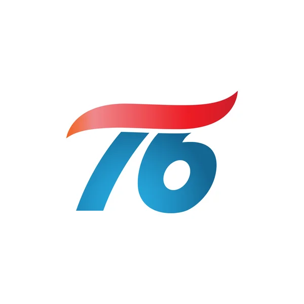 Numéro 76 swoosh modèle de conception logo bleu rouge — Image vectorielle