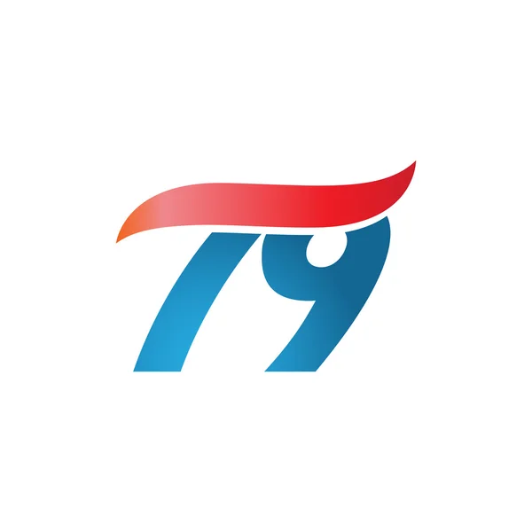 Numéro 79 swoosh modèle de conception logo bleu rouge — Image vectorielle