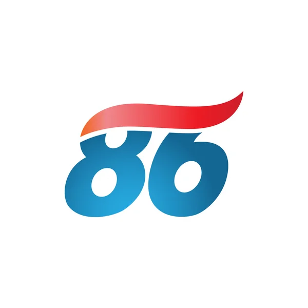 Számát 86 swoosh design sablon logo kék-piros — Stock Vector
