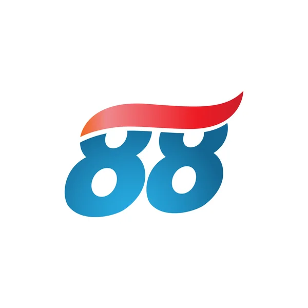 Number 88 swoosh design template logo blue red — Stock Vector