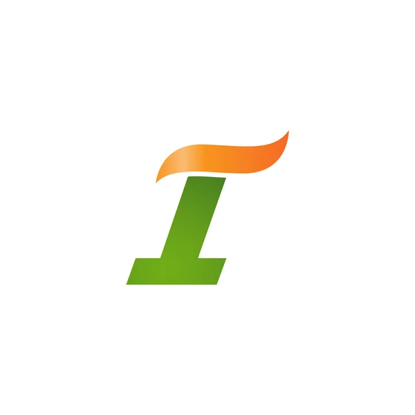 Number 1 swoosh wave design template logo orange green — Stock Vector
