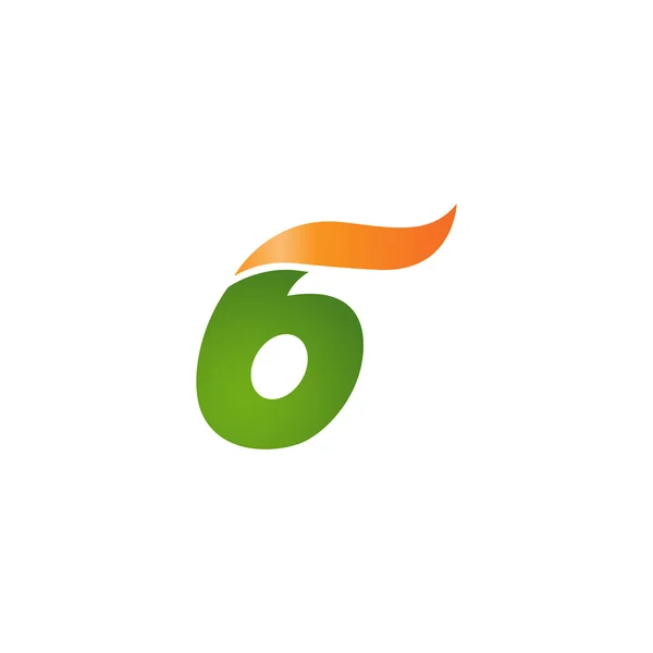 Цифру 6 волновой дизайн искушает логотип оранжево-зеленый — стоковый вектор