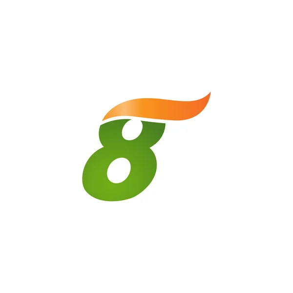 Цифру 8 swoosh wave design tempt logo orange green — стоковый вектор