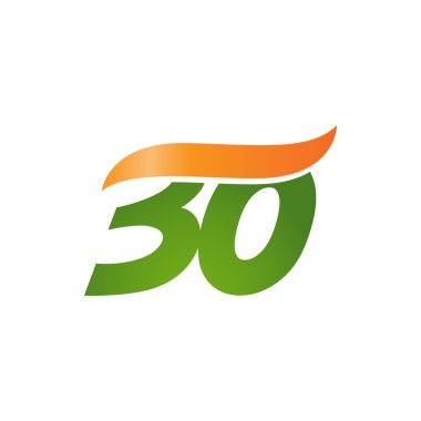 numarası 30 swoosh dalga tasarım şablonu logo turuncu yeşil