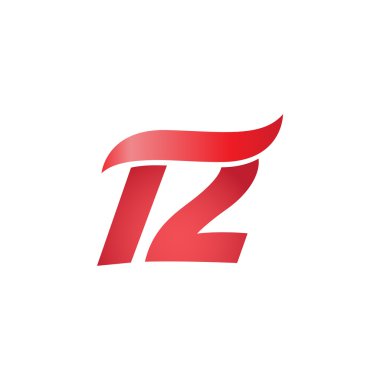 12 numara swoosh dalga tasarım şablonu logo kırmızı
