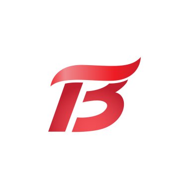 13 numara swoosh dalga tasarım şablonu logo kırmızı