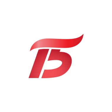 15 numaralı swoosh dalga tasarım şablonu logo kırmızı
