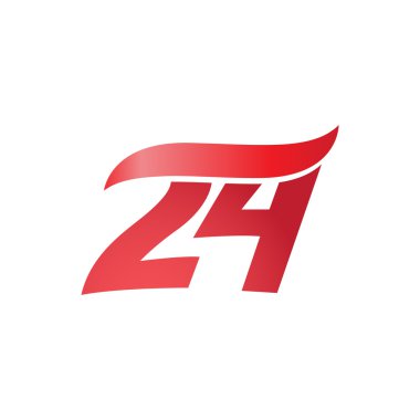 24 numara swoosh dalga tasarım şablonu logo kırmızı