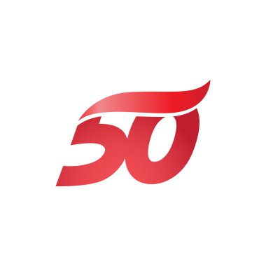 Sayı 50 swoosh dalga tasarım şablonu logo kırmızı