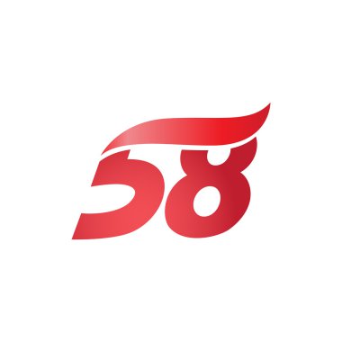 Sayı 58 swoosh dalga tasarım şablonu logo kırmızı