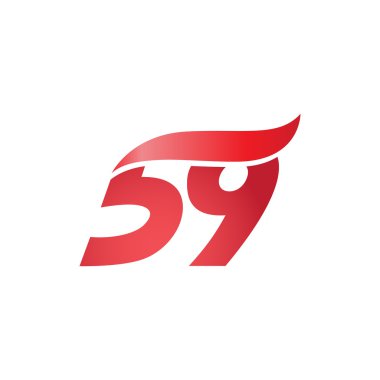 Sayı 59 swoosh dalga tasarım şablonu logo kırmızı