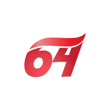 Sayı 64 swoosh dalga tasarım şablonu logo kırmızı