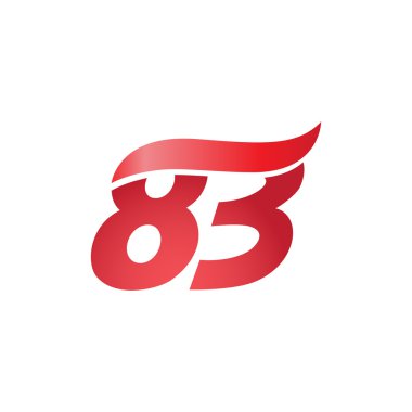 Sayı 83 swoosh dalga tasarım şablonu logo kırmızı