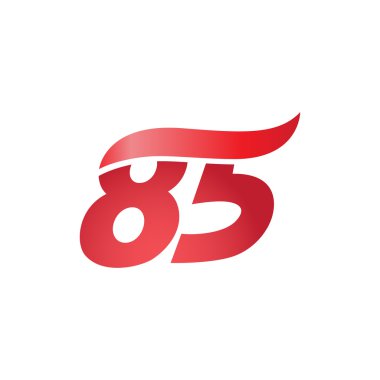 Number 85 swoosh wave design template logo red clipart