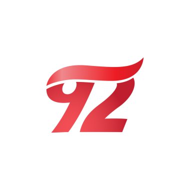 Sayı 92 swoosh dalga tasarım şablonu logo kırmızı