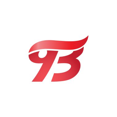 Sayı 93 swoosh dalga tasarım şablonu logo kırmızı