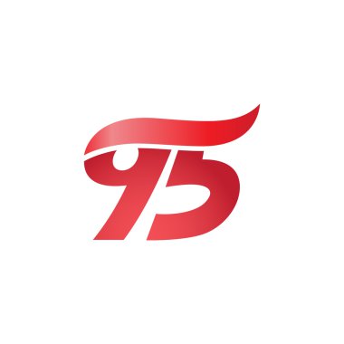 Sayı 95 swoosh dalga tasarım şablonu logo kırmızı