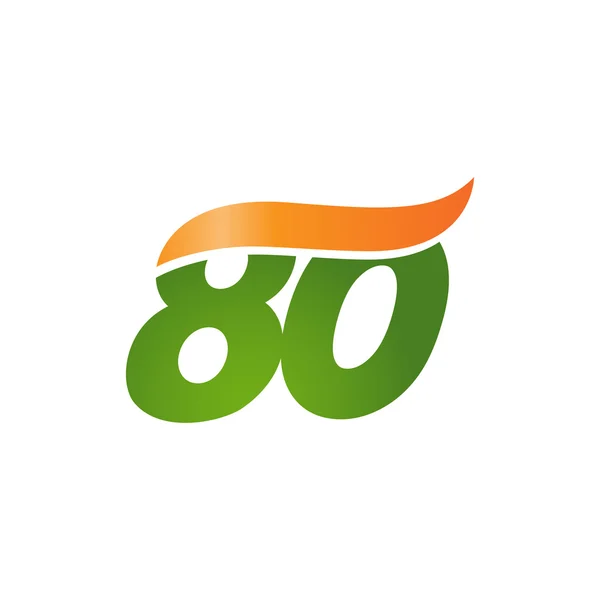 Hány 80 swoosh wave design sablon logo narancs-zöld — Stock Vector