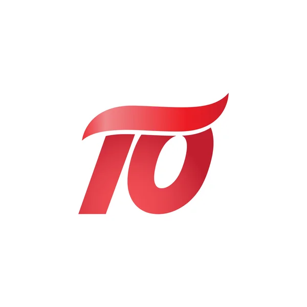 Numer 10 swoosh logo wave projekt szablon czerwony — Wektor stockowy