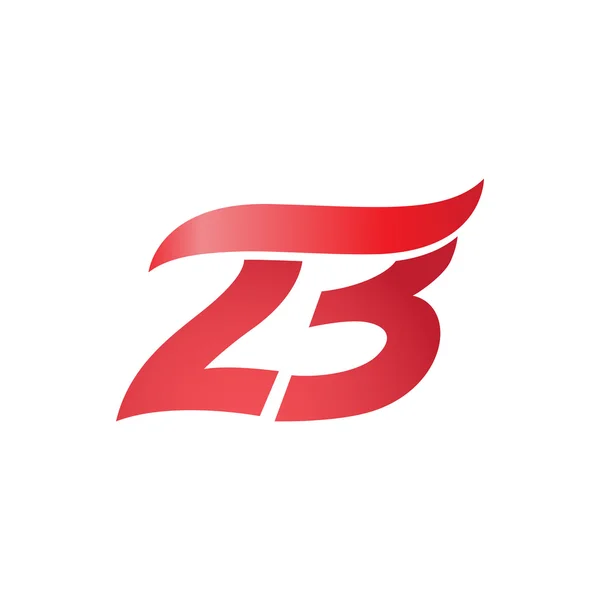 23-as számot swoosh wave design sablon logo piros — Stock Vector