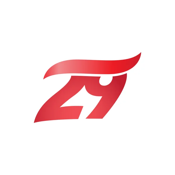 Száma 29 swoosh wave design sablon logo piros — Stock Vector
