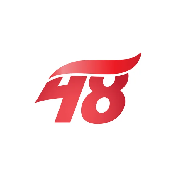 Numer 48 swoosh logo wave projekt szablon czerwony — Wektor stockowy
