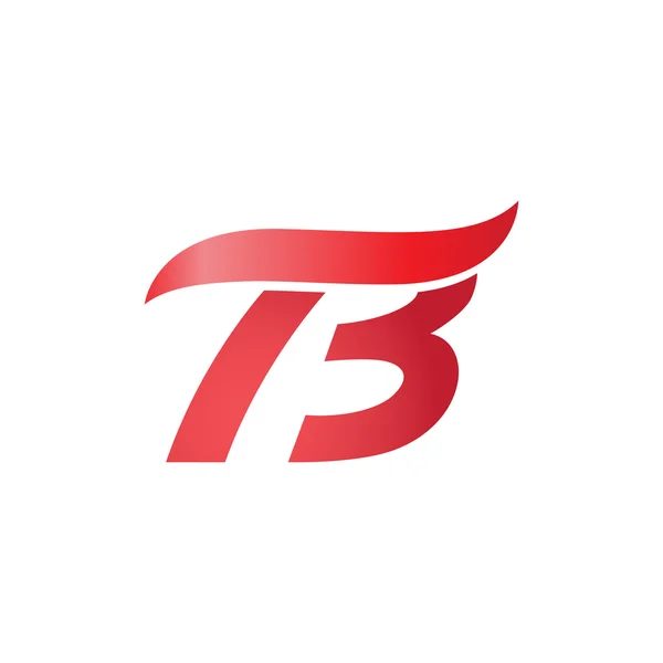 Numer 73 swoosh logo wave projekt szablon czerwony — Wektor stockowy