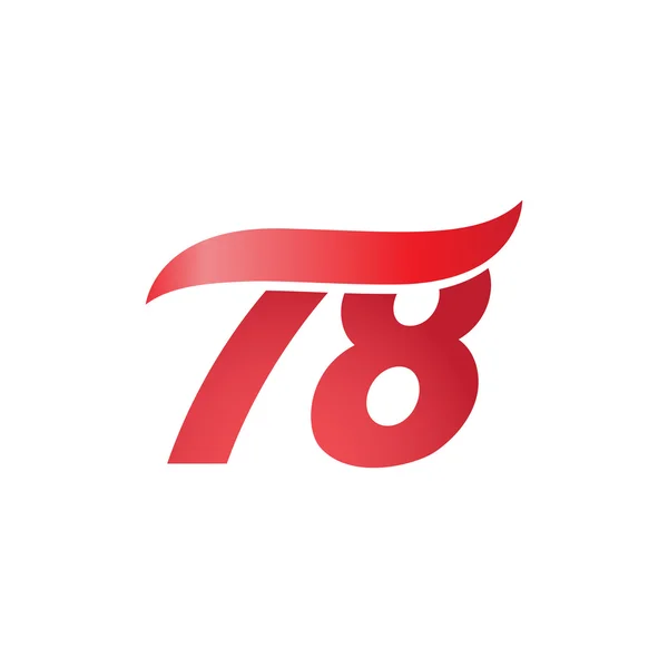 Modèle de conception d'onde swoosh numéro 78 logo rouge — Image vectorielle