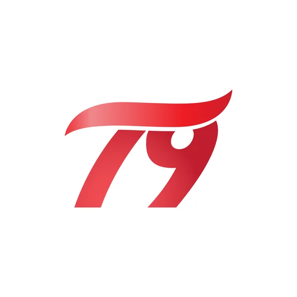 Modèle de conception d'onde swoosh numéro 79 logo rouge — Image vectorielle