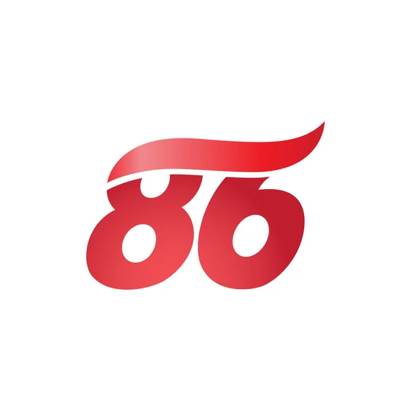 Száma 88 swoosh wave design sablon logo piros — Stock Vector