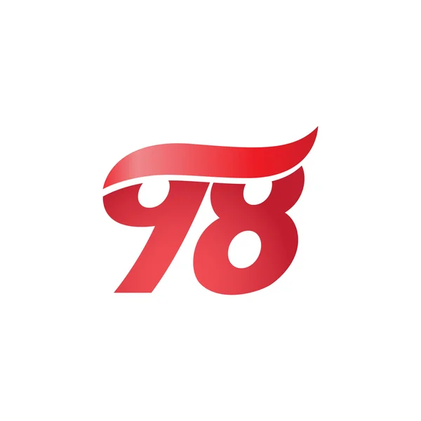 Number 98 swoosh wave design template logo red — Stock Vector