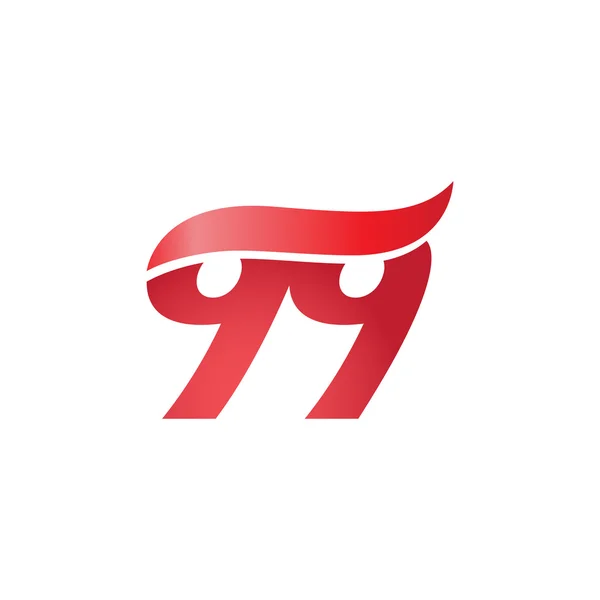 Numer 99 swoosh logo wave projekt szablon czerwony — Wektor stockowy