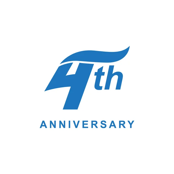 Logo vague 4ème anniversaire bleu — Image vectorielle