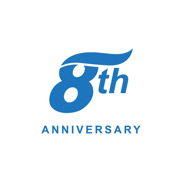 8th anniversary wave logo blue — Stock Vector